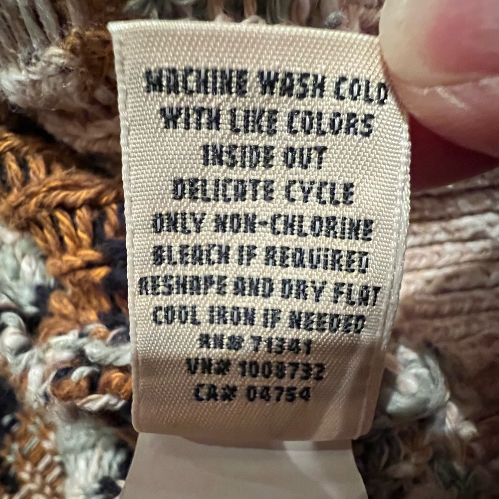 LL Bean Woman's Small Petite Cotton Ragg Sweater Open Cardigan Fair Isle 508193 - Picture 12 of 15